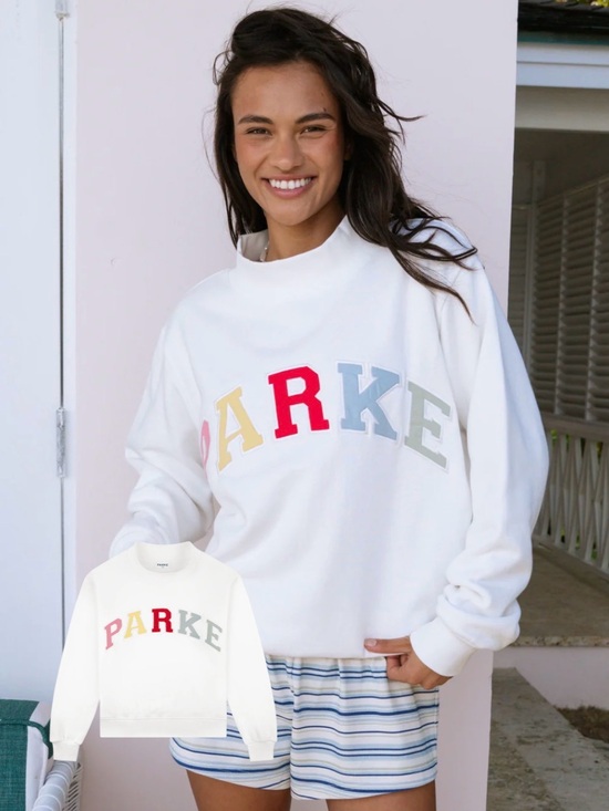 Parke Tops - Parke White Multicolor Logo Crewneck Sweatshirt